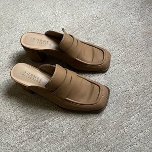 Journee Collection Tan Square-Toe Mules